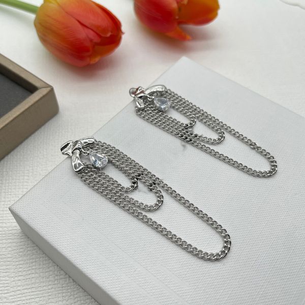 

luxury style women fashion tassel stud stainless steel lover gifts designer jewelry high polish engagement tassels earrings wholesale, Golden;silver