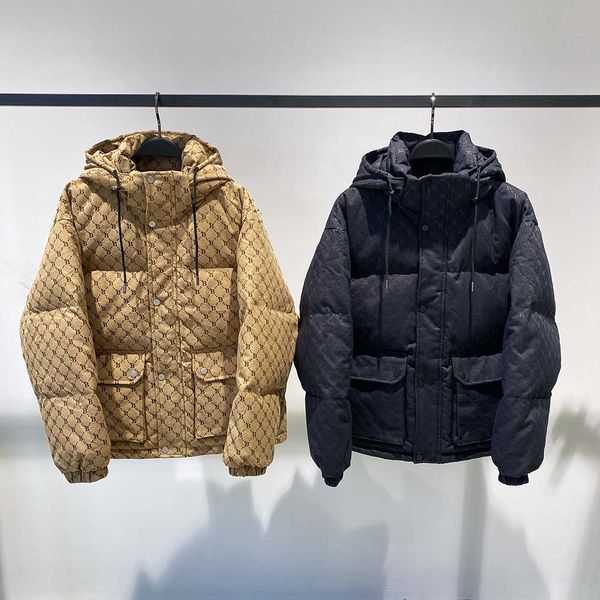 

custom men's down jacket winter hooded puffer coat oversized luxury designer printed puffer jacket men kiw, Black