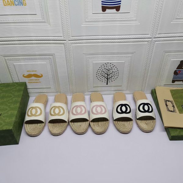 

interlocking g canvas embroidered espadrilles slippers slide shoes summer slip on jute platform sandals hand made shoe for women casual luxe, Red;white