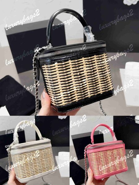 

summer beach bags crossbody rattan grass luxurys bags chain designer shoulder bag 3 colors designers handbag mini tote 15cm box women purse