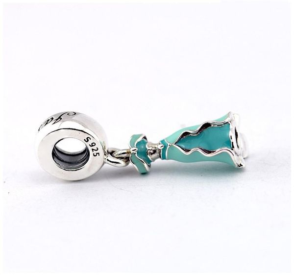 

new authentic 925 sterling silver green enamel jasmine princess dress pendant charms for women bracelets diy jewelry making hb5645769652, Black