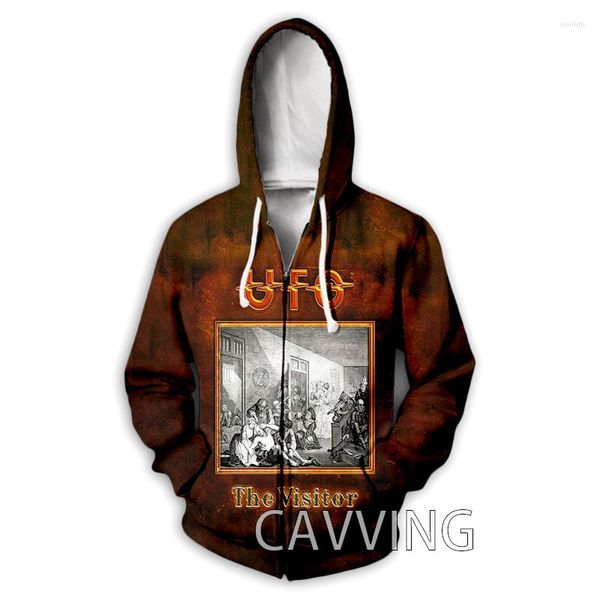 

men's hoodies sweatshirts fashion print ufo band zip hooded hip, Black