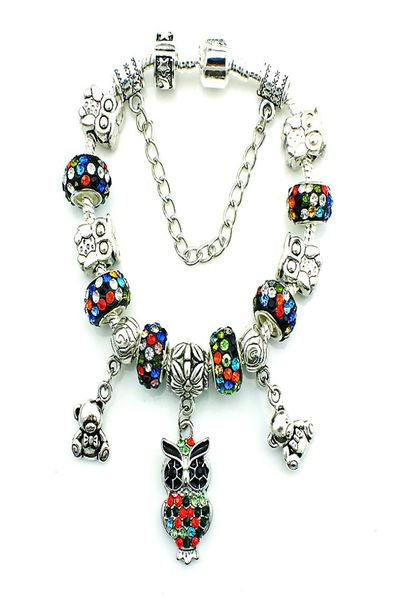 

beads owl charm bracelets fashion 5 colors european brand infinity diy bracelets for women jewelry2292923, Black