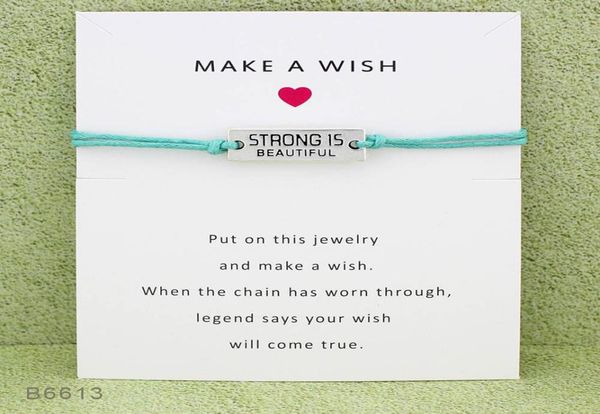 

new strong is beautiful charm wish bracelets with gift card girls friendship infinity adjustable wrap bangle for women inspiration1601897, Golden;silver