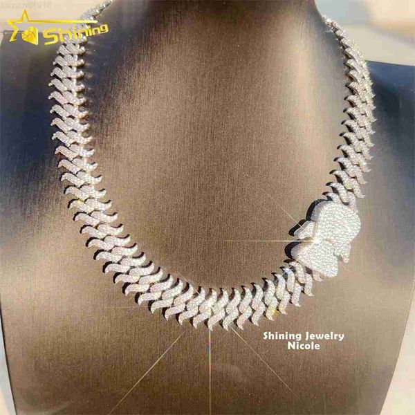 

16mm width custom lock iced out hip hop cuban necklace moissanite jewelry s925 cuban link chain, Silver