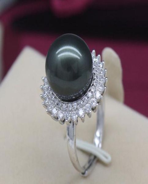 

charming 1213mm black shell beads natural pearl ring 925 silver zfe2854750120, Golden;silver