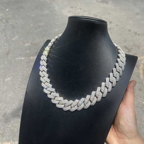

20mm sterling silver 925 white gold miami cuban link iced out lab diamond vvs moissanite chain