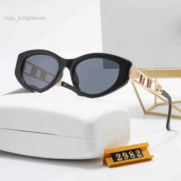

designer sunglasses small face luxury brief new eye protection metal leg p frame sunshade cat frame trendy middle frame with case, White;black