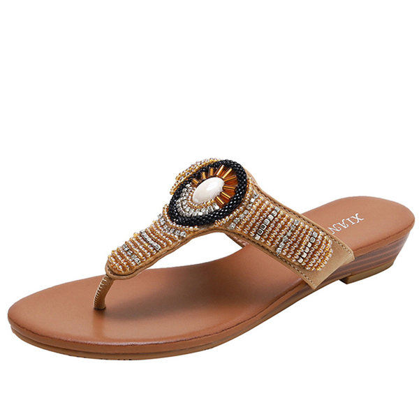 

clip on beach shoes slippers new summer fashion outdoor wear sea holiday national style wedge heel sandals travel holiday flat, Black
