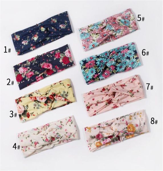 

women flower headband floral prints elastic turban cross knot yoga hair band wide stretch girls hairband hair accessories xb18178227, Black;brown
