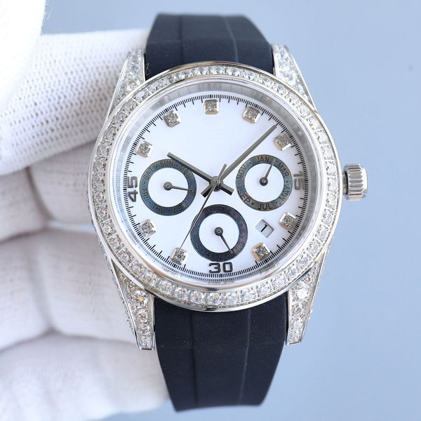 

diamond men watch 40mm automatic mechanical watche warterproof rubber business fashion designer montre de luxe, Slivery;brown