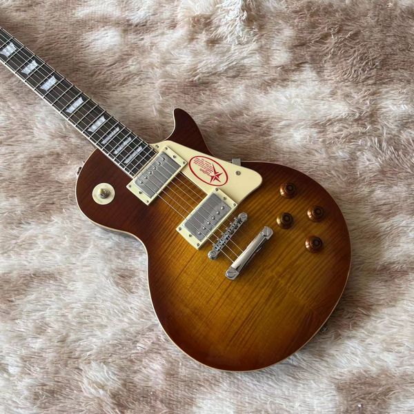 

standard electric guitar vintage tobacco burst color tiger flame guitarra
