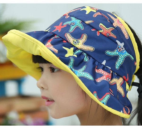 

summer cartoon starfish doublesided visor cap for children boys girl outdoor fast dry sunshade cap air cap for kids7186409, Blue;gray