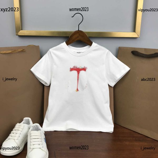 

2023 kids designer t shirts summer baby tees cartoon logo printing round neck children t-shirt kids top, Blue