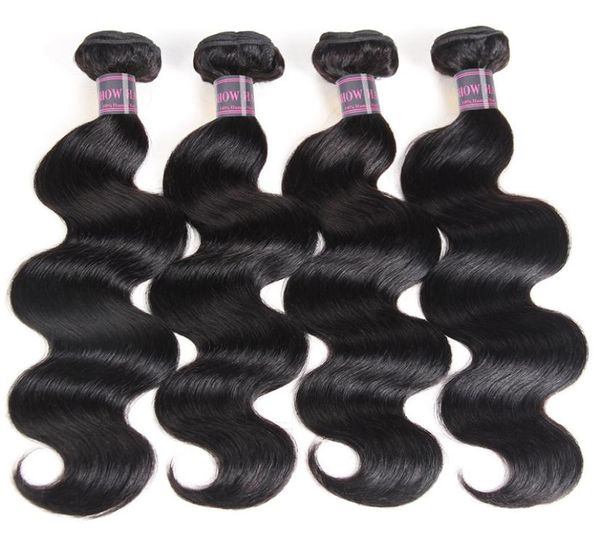 

2021 4pcs lot brazilian virgin hair extensions body wave hair weave whole human hair bundles wefts for women all ages natural7313920, Black