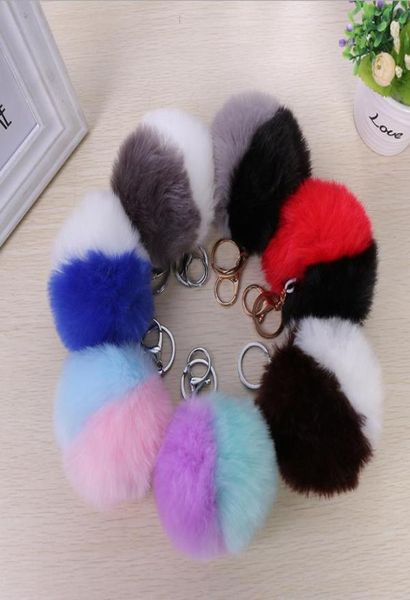 

double color plush ball pendant 10cm anti rabbit fur ball pendant fashion bag keychain car ornaments9851363, Silver