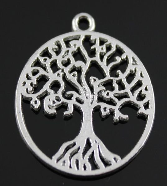 

100pcslot 25mm 2 colors antique silver antique bronze plated tree of life charm diy for handmade3390158, Bronze;silver