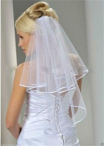 

the new white and rice white bridal veil layer 2 satin sideband comb studio pography wedding dress accessories7564011, Black
