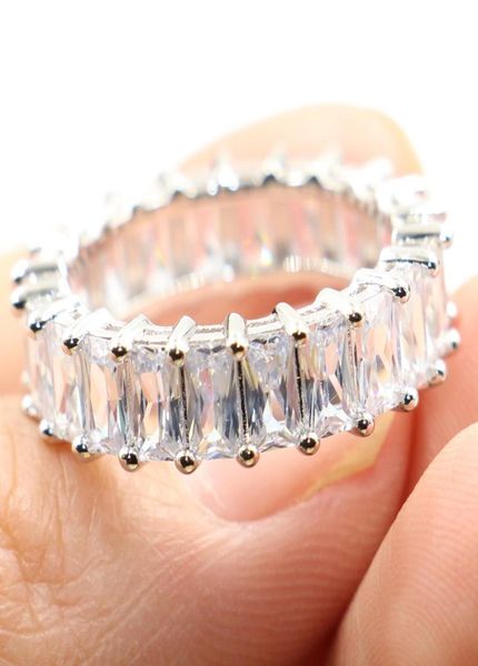 

fashion vintage fashion jewelry real 925 sterling silver princess white z cz diamond eternity women wedding engagement band ri4400716, Slivery;golden