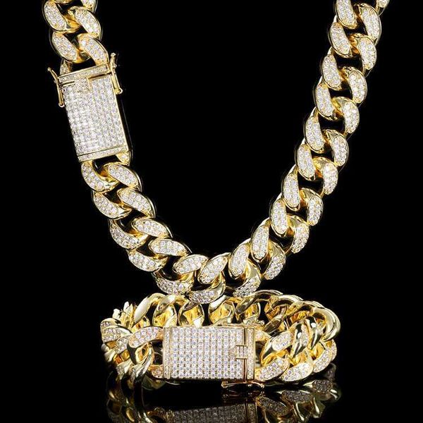 

gzysy jewelry hip hop jewelry vendors 19mm iced out necklace gold heavy diamond necklace cuban link chain, Silver