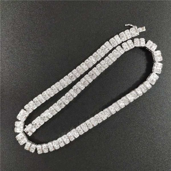 

iced baguette bracelet/chain genuine micro pave diamond simulate stones, Silver
