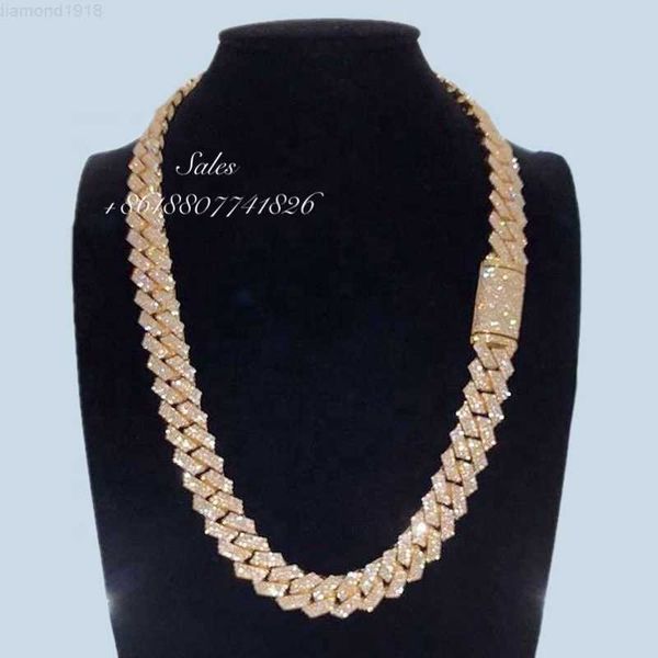 

sale bulk size 19mm luxury sterling silver gold plated prong set vvs moissanite cuban chain link