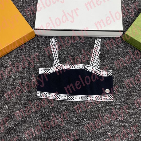 

crop women knitted vest summer breathable letter print sling tanks, White