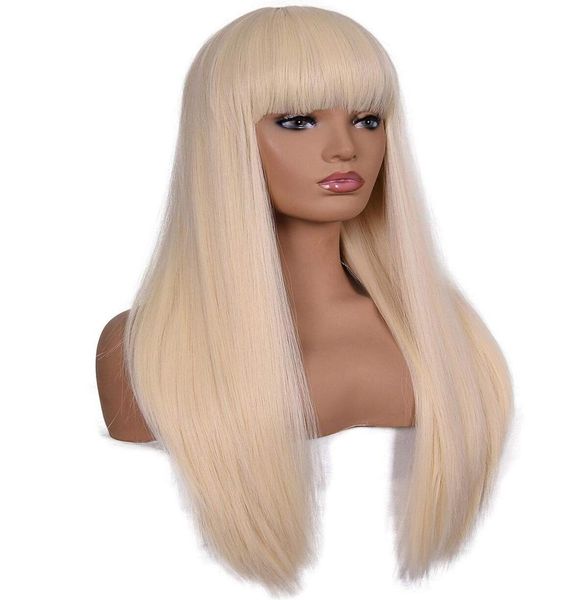 

wigs women039s 26quot long straight synthetic resistant hair with bangs natural straight human hair halloween cosplay1273245, Black