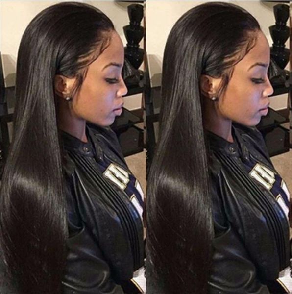 

women wig madame front lace long straight black headdress wigs6925982