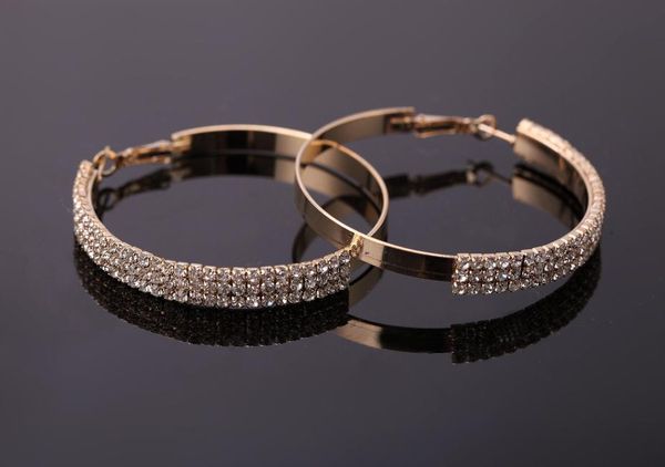 

2017 fashion jewelry flash crystal rhinestone gold plating earrings hoop earrings for women e0616953140, Silver
