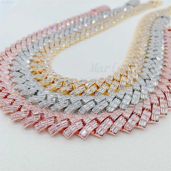 

baguette moissanite silver hip hop cuban link 18mm vvs moissanite cuban chain hip hop jewelry cuban link chain