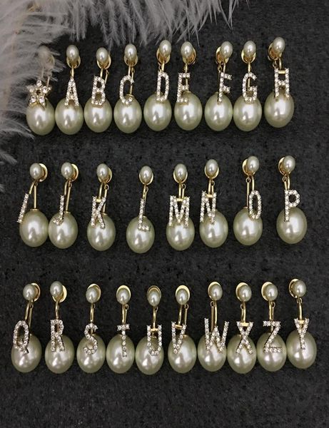 

design fashion flash diamond pearl 26 english initials letter earrings earrings golden earrings for women earring jewelry gifts8839233