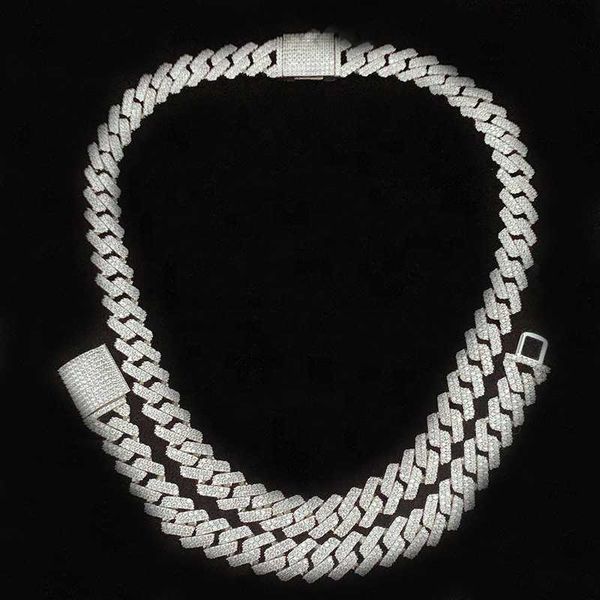 

classic design 15mm miami cuban link iced out chain men cuban necklace, Silver