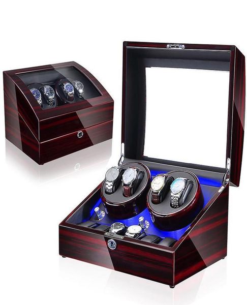 

watch boxes cases light led automatic orbit mabuchi luxury engine winder box rotating may contain four hanical clos and 6 quartz6013628, Black;blue