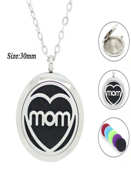 

panpan jewelry 25mm 30mm air freshenner diffuser locket mom pendant necklace316l stainless steel perfume locket with crystals7257519, Silver