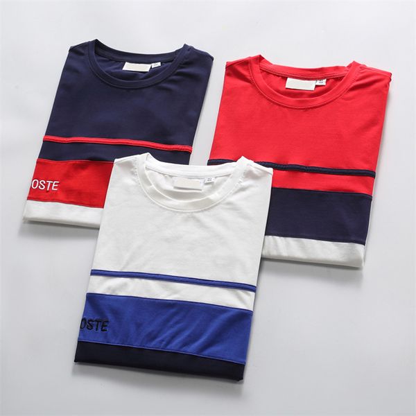 

2023 new crocodile logo men designer casual clothes mbroidery t shirt, White;black