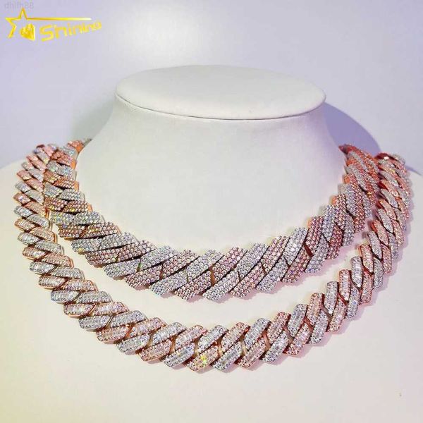 

custom hip hop moissanite chain 15mm 18mm 925 sterling silver iced out vvs diamond moissanite cuban link chain