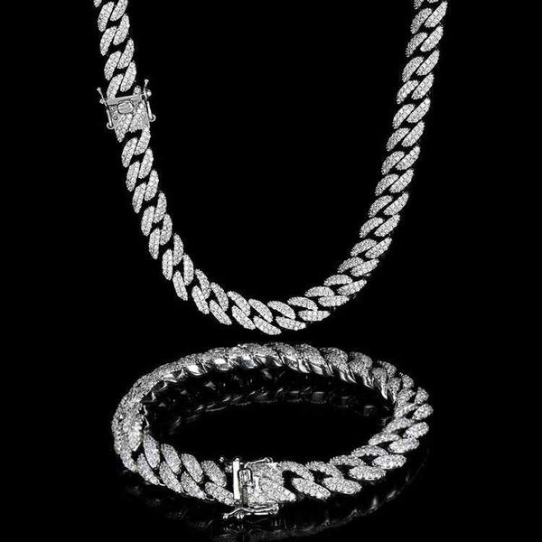 

gzysjewelry wholesale white gold 9mm iced out men's miami cuban link chain, Silver