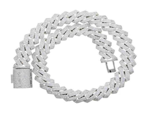

pendant necklaces 19mm wide heavy iced out bling diamond curb cuban link hip hop chain necklace6341240, Silver