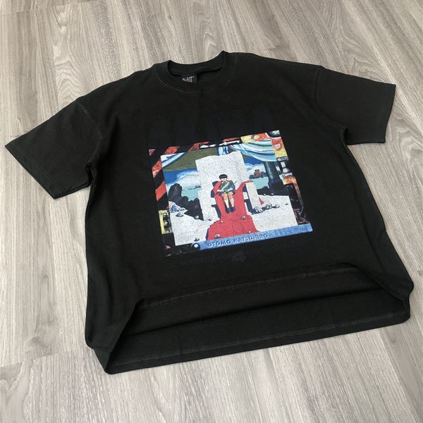 

vintage printed short sleeve cotton loose casual tees t-shirt for men, Black;brown