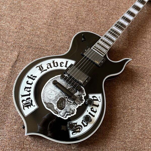 

odin zakk electric guitar skull print black color 6 tings guitarra mahogany body