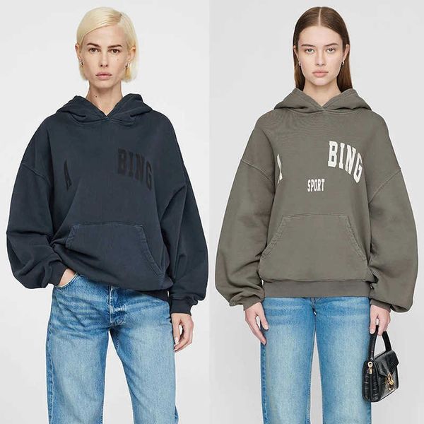 

women's hoodies sweatshirts 23ss women designer hoodie letter print wash water stir fry hooded sweatshirt snowflake loose pullover swea, Black