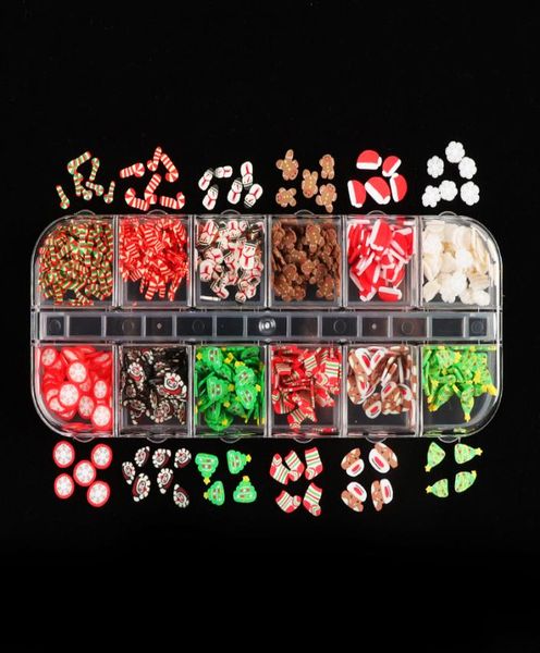 

colorful christmas style nail stickers sequins 3d snowman santa gifts slices polymer clay diy decals nails art decoration accessor1424100, Black