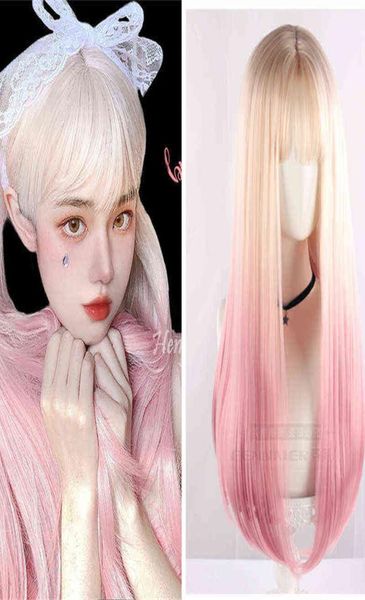 

my dress up darling marin kitagawa cosplay wig pink gradient long hair cosplay lolita ombre hair costumes y2204086486352, Black