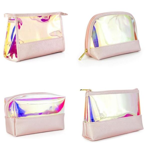 

holographic makeup bag with zipper toiletry bag for women cosmetic bags tpu clear makeup pouch organizer7124638