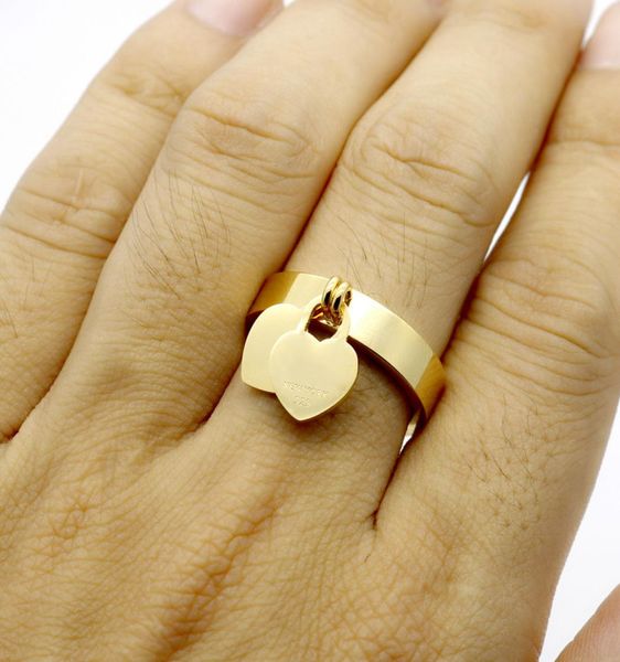 

fashion t rings for women original design great quality women double heart shaped ring fast drop 1pcs6622636, Silver