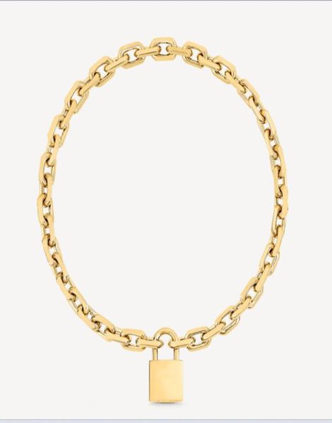 

2021 luxury designer necklace men silver gold stainless steel jewelry long pendant lock necklaces for women punk style thick chain5210485