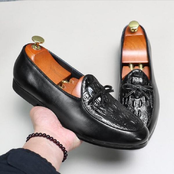 

leather men loafer shoes fashion male shoes casual shoes man party wedding footwear big size 37-48 d2h59, Black