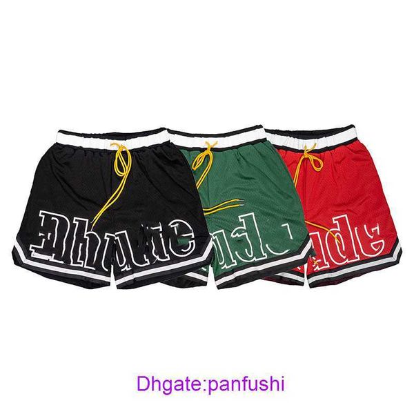 

wholesale designer rhude sport shorts for sale rhude american high street sports shorts men's outwear fashion brand loose hip hop baske, White;black