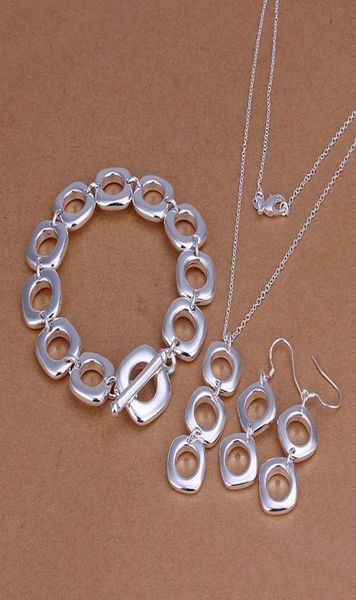 

whole retail lowest christmas gift 925 silver necklacebracelet set ts1109454328
